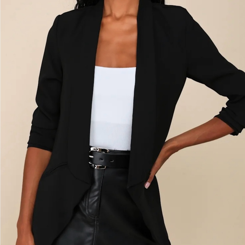 Lulu's Miss Punctuality Black Lightweight Blazer